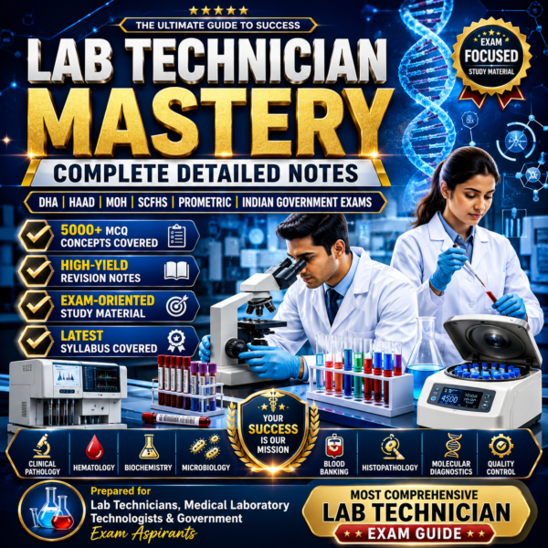 LAB TECHNICIAN DETAILED NOTE FOR DHA, MOH EXAMS